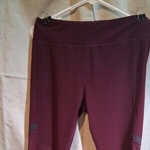 Embrace Your Love | Burgundy Mesh & Reflective Trim Leggings